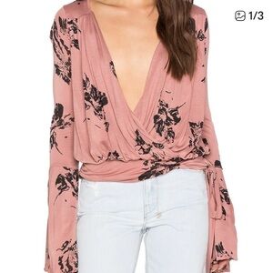Free People Fiona Dusty Coral Combo Top Blouse